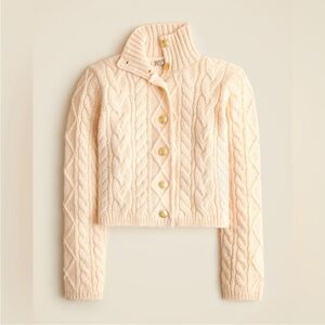 J. Crew Cable-knit turtleneck cardigan in Cream Size Medium NWOT